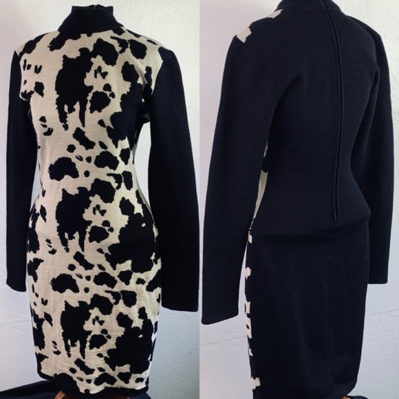 Patrick Kelly Paris Cowhide Print Wool Dress